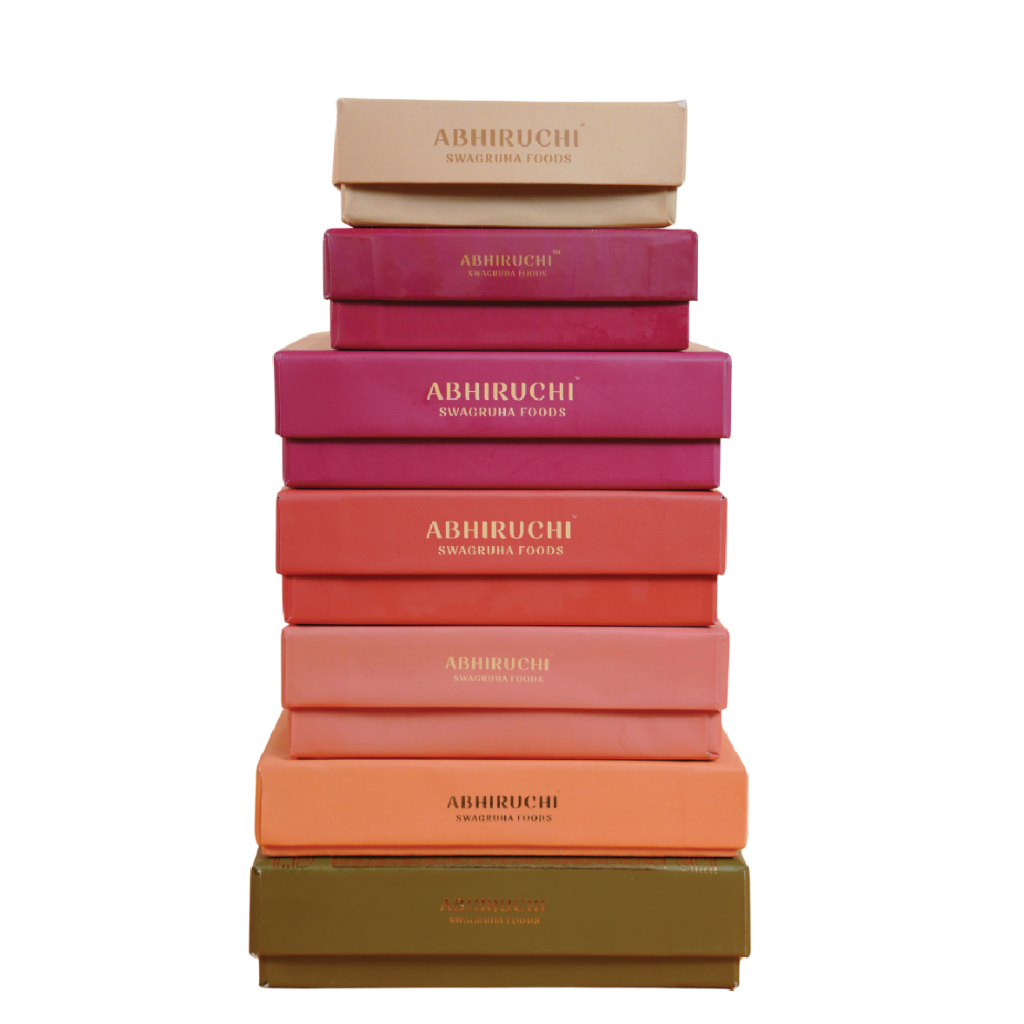 Abhiruchi Swagruha Foods gift box stack