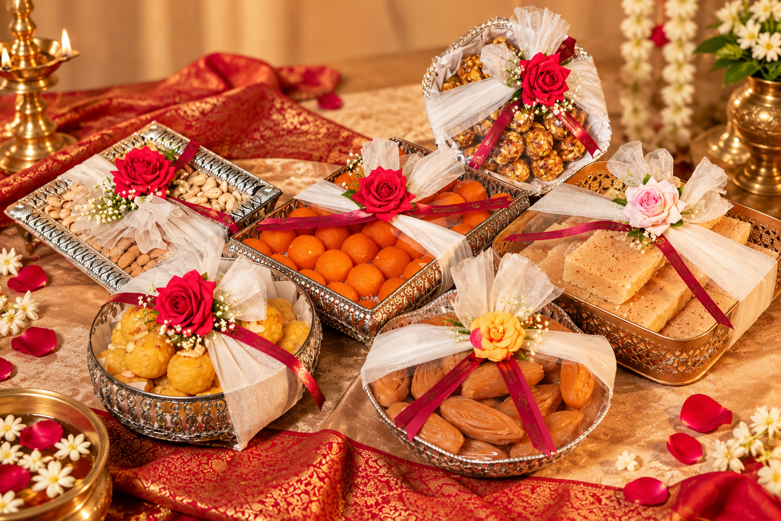 Festive wedding gift trays